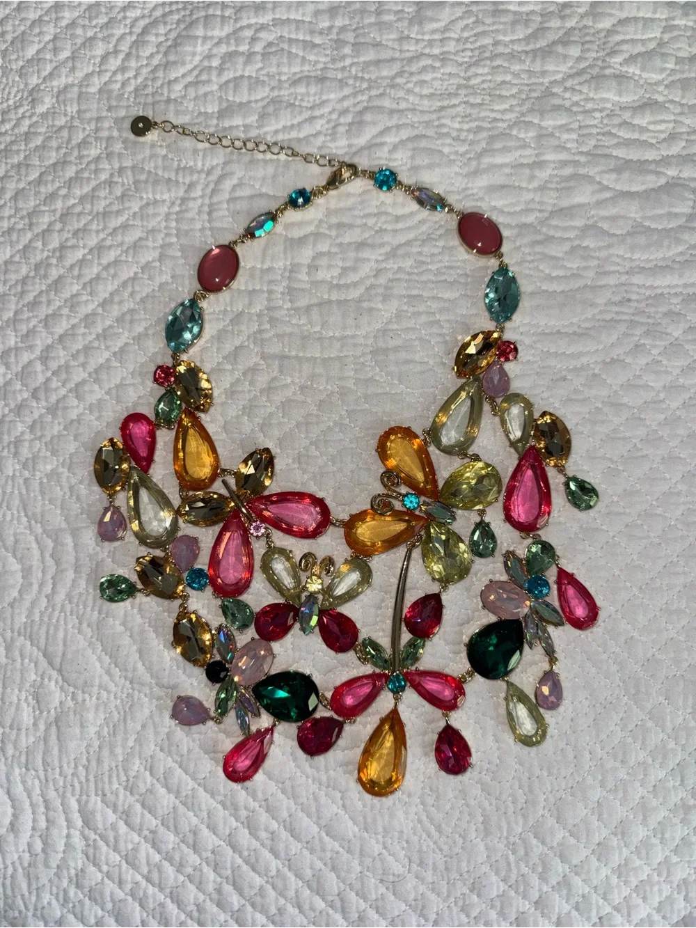 Statement Multicolor Crystal Floral Necklace - Women Jewelry